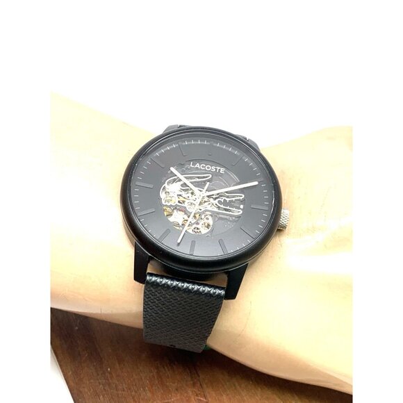 Lacoste Men's Watch 2011383 Automatic Black Dial Leather Band 44mm - Picture 5 of 14